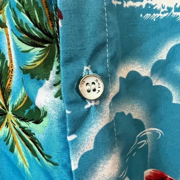 SSLR Men’s Collection Short Sleeve Button Down Shirt | Flamingo Tropical Beach - Picture 3 of 6